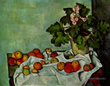  cézanne - Nature morte aux fruits géraniums Stock Paul Cézanne